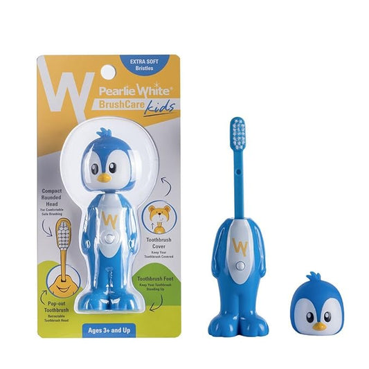 Pearlie White BrushCare Kids Pop-Up Extra Soft Toothbrush – Penguin