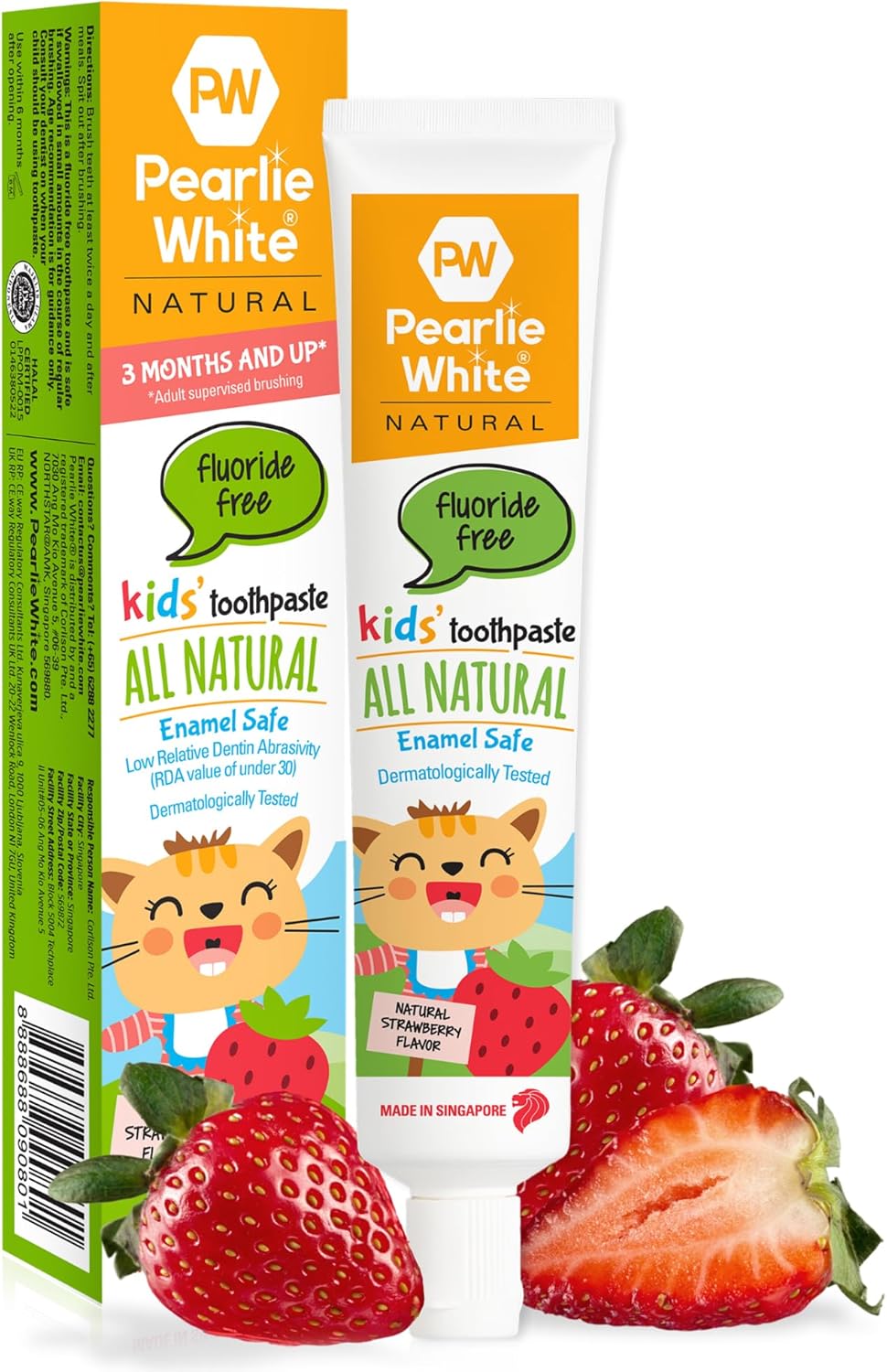 Pearlie White All Natural Fluoride Free Kids Toothpaste Natural Strawberry Flavor