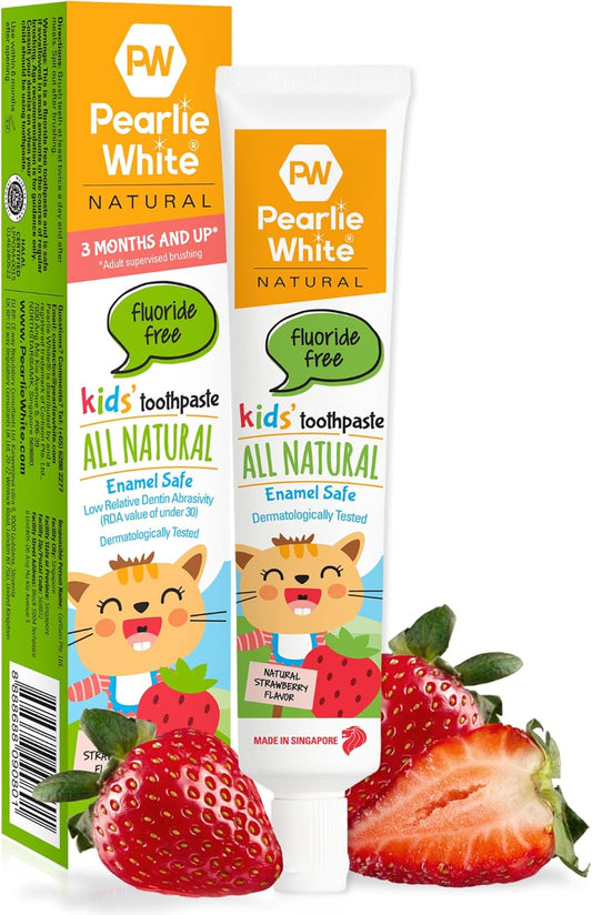 Pearlie White All Natural Fluoride Free Kids Toothpaste Natural Strawberry Flavor