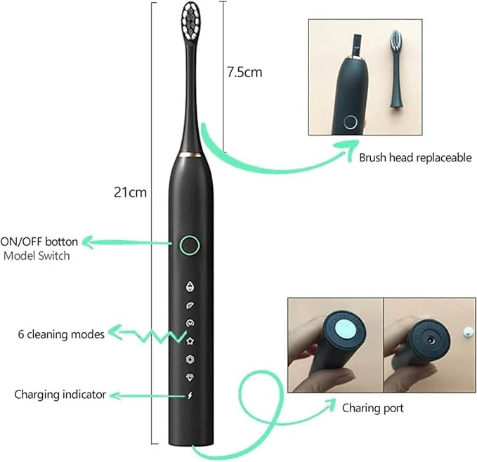 X-2 Sonic Electric Toothbrush (Black) – Advanced Deep Cleaning