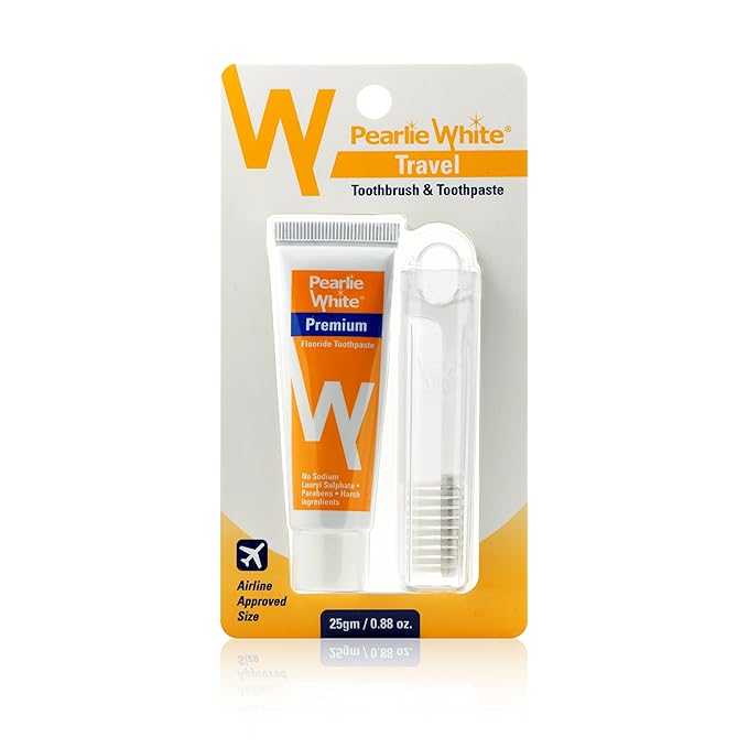 Pearlie White Compact Travel Toothbrush With SLS-Free Toothpaste 25G