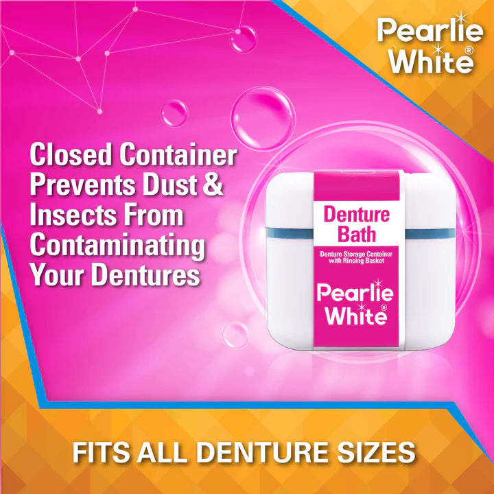 Pearlie White Denture Bath - Denture Container with Rinsing Basket